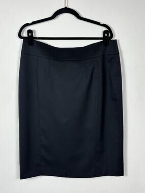 Burberry London Black Virgin Wool Pencil Skirt Size 16 Classic Career Office